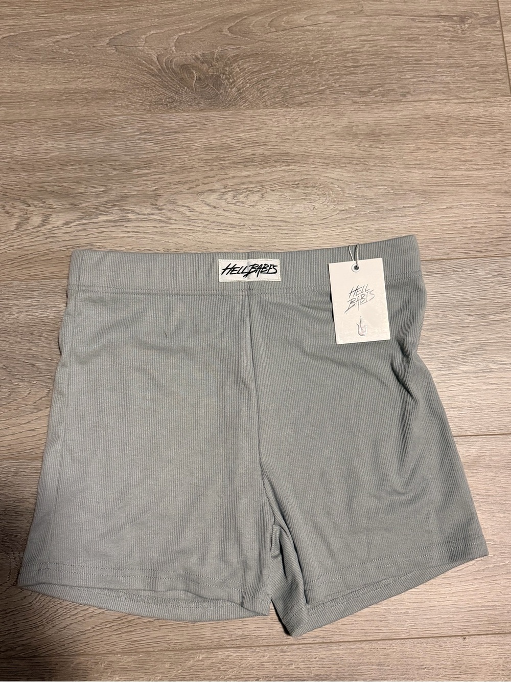 Hell Sparrow Women's Gray Ribbed Bike Shorts